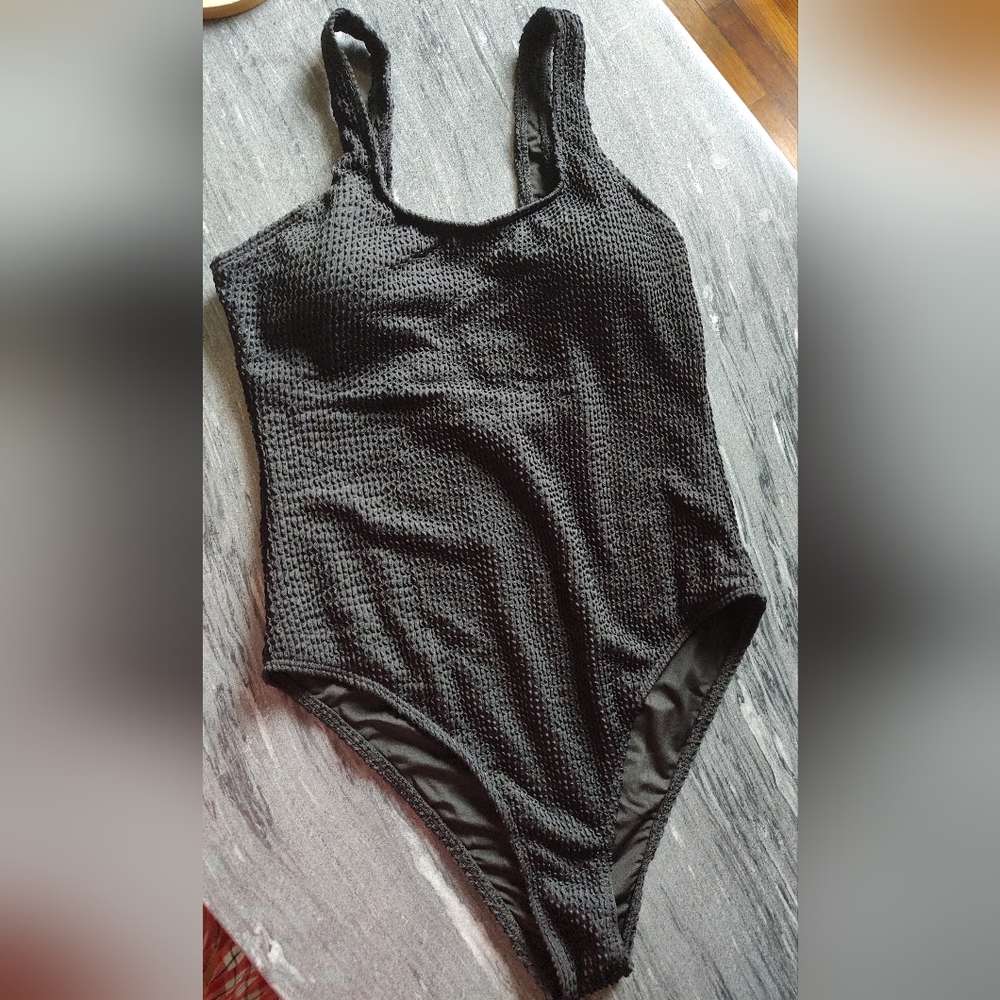Black Textured Women's Swimsuit NEW